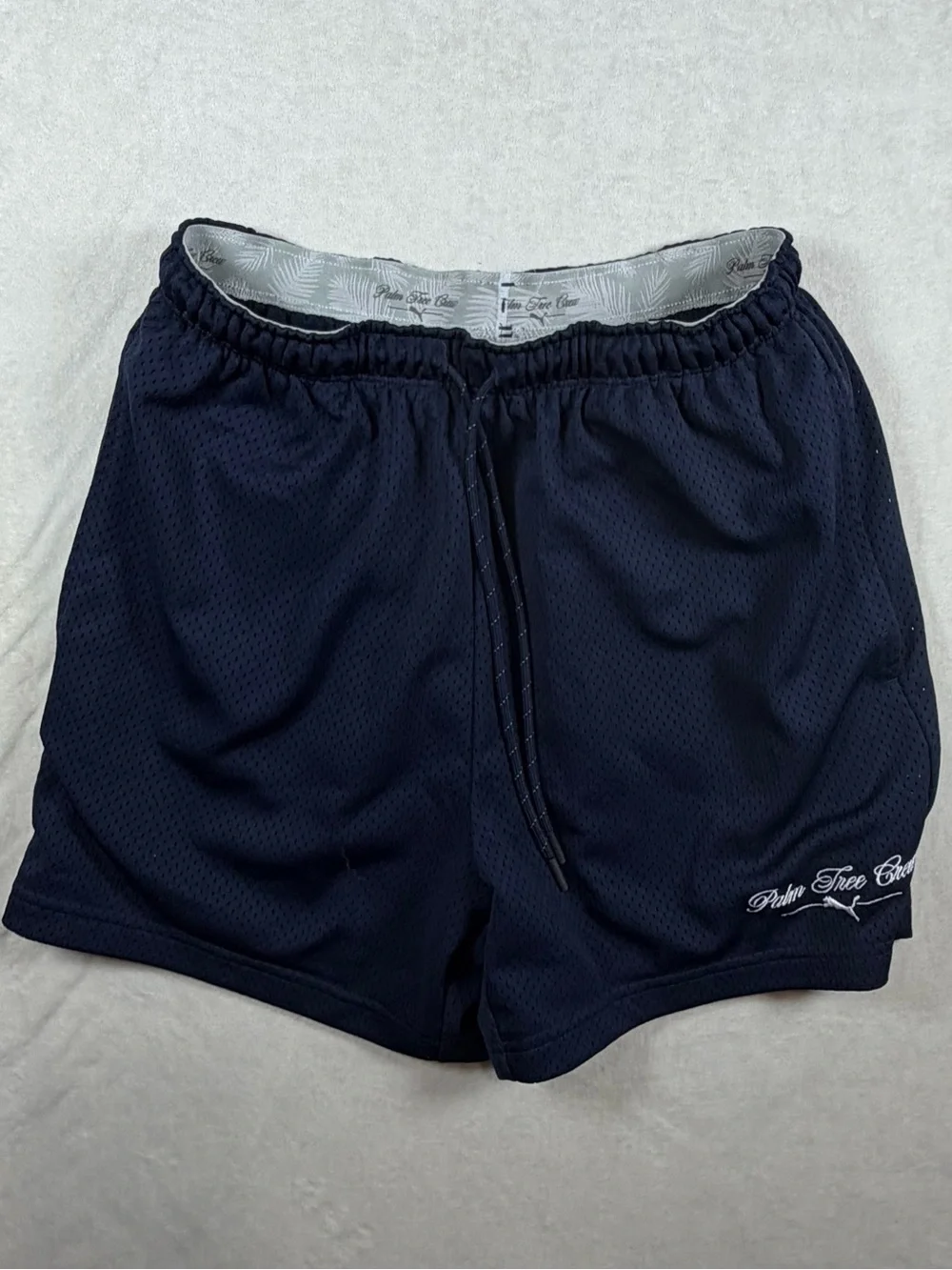 Puma Palm Tree Crew Size Small Men's Navy Blue Athletic Mesh Shorts